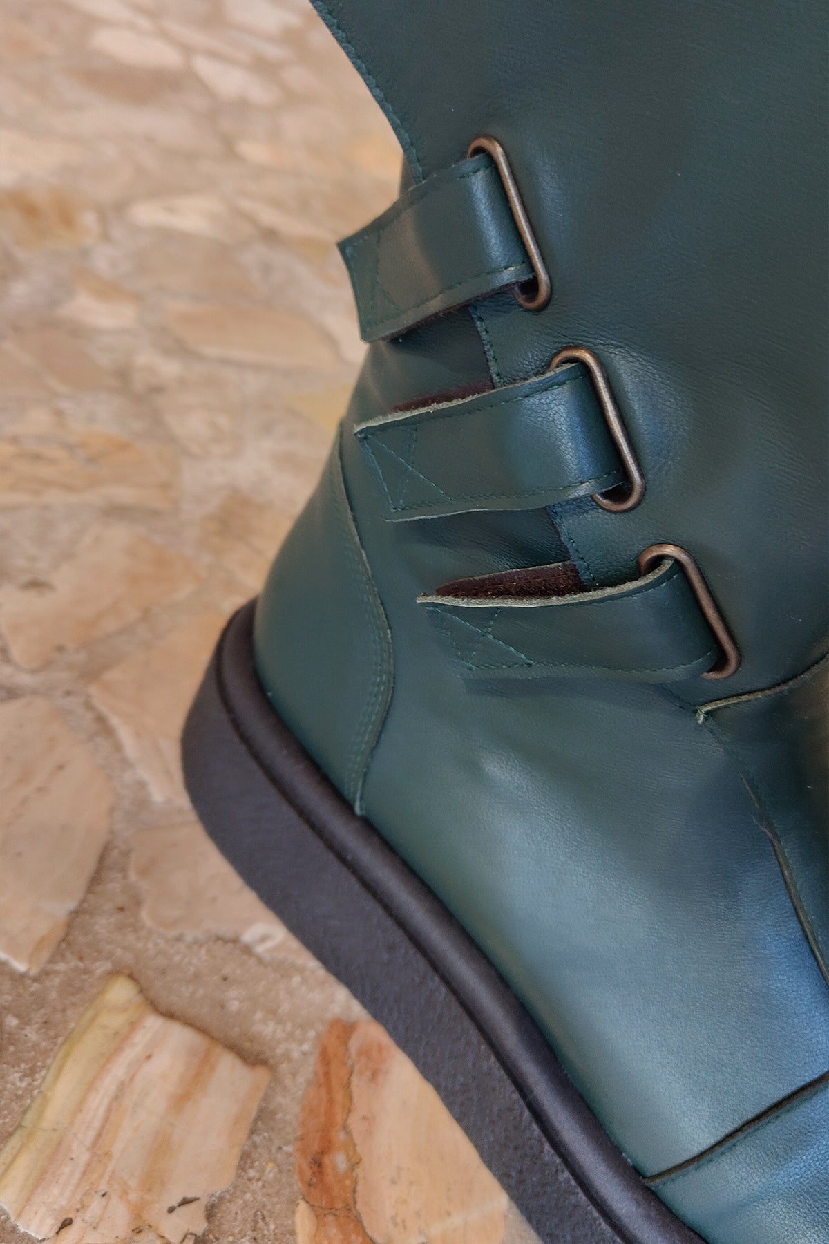 Tronchetto pelle verde con para - Alexia