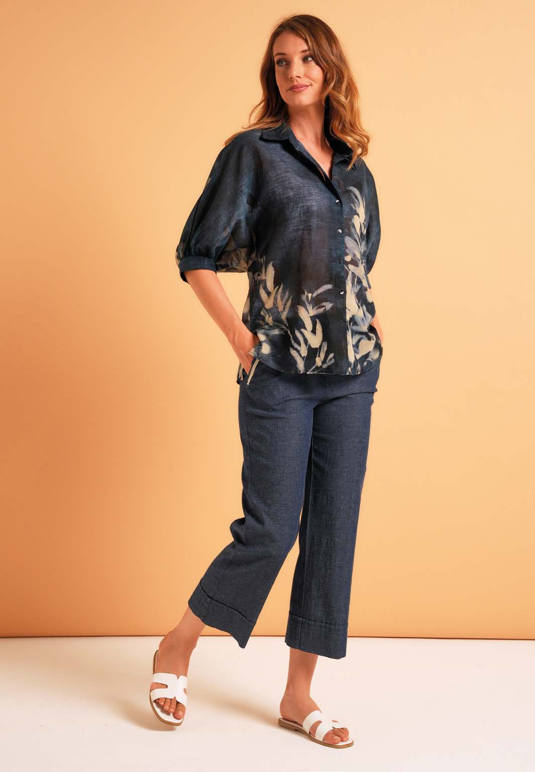 Pantaloni denim con risvolto