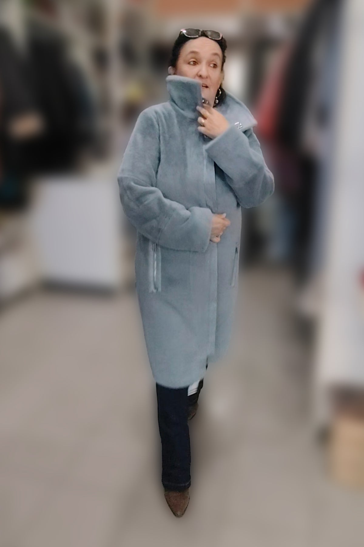 Cappotto reversibile in eco pelliccia