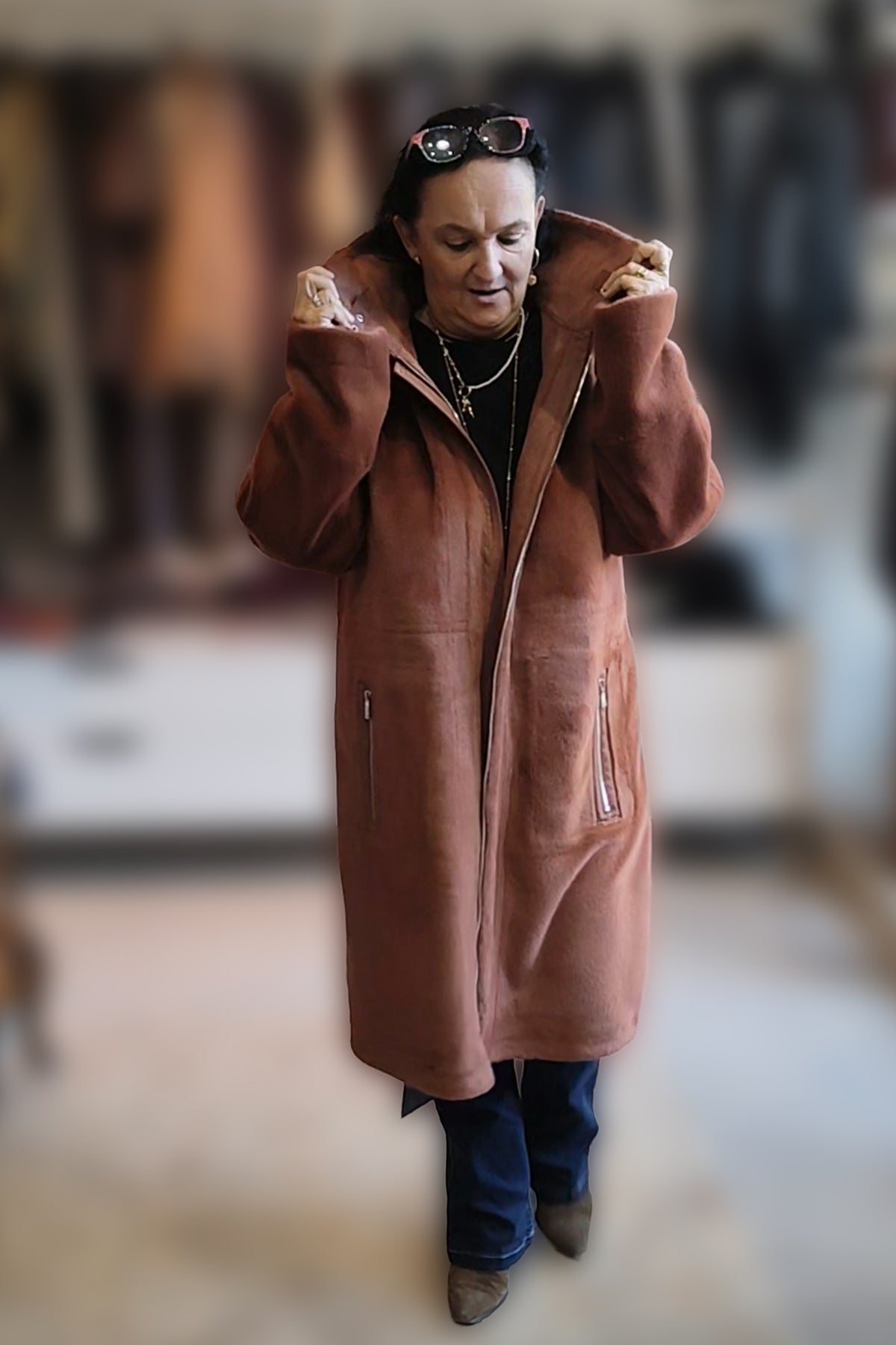 Cappotto reversibile in eco pelliccia