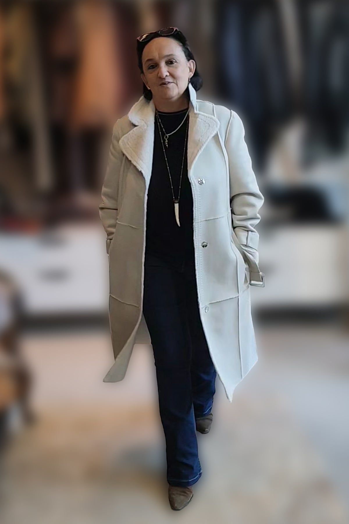 Trench lungo con eco pelliccia