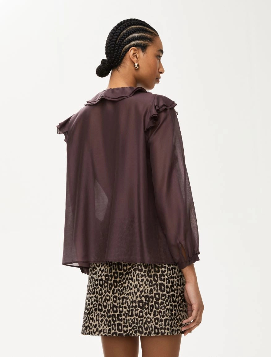 BLUSA IN MISTO SETA Bordeaux