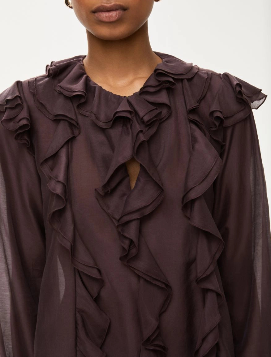 BLUSA IN MISTO SETA Bordeaux