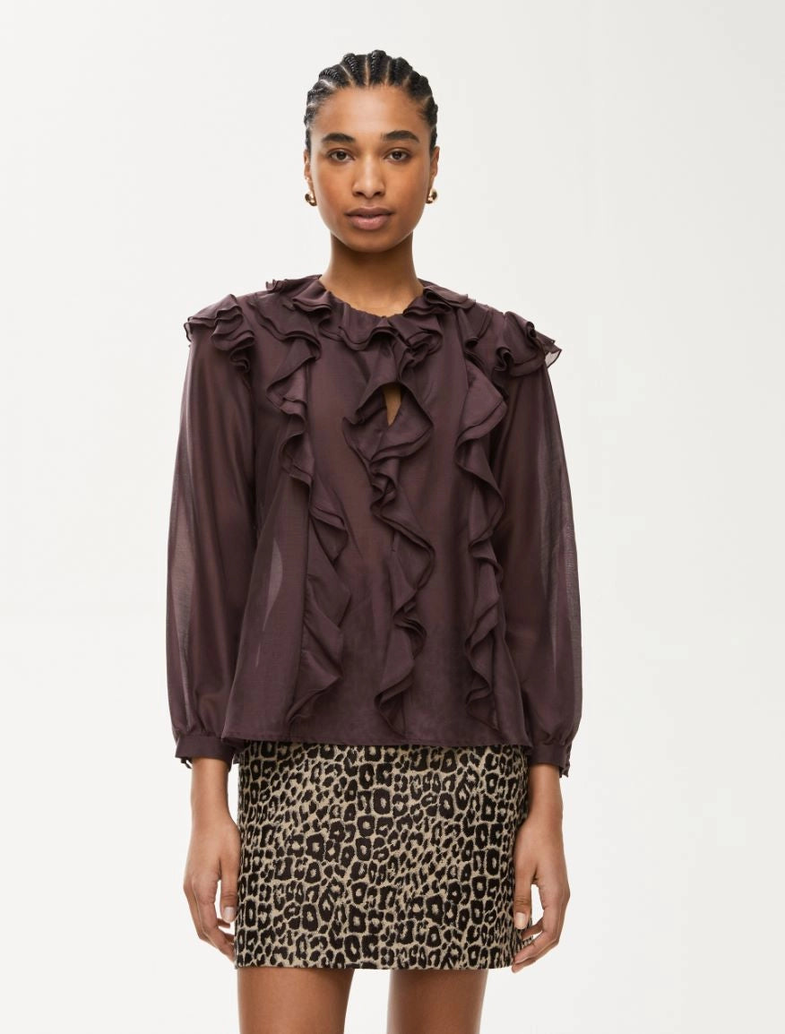 BLUSA IN MISTO SETA Bordeaux