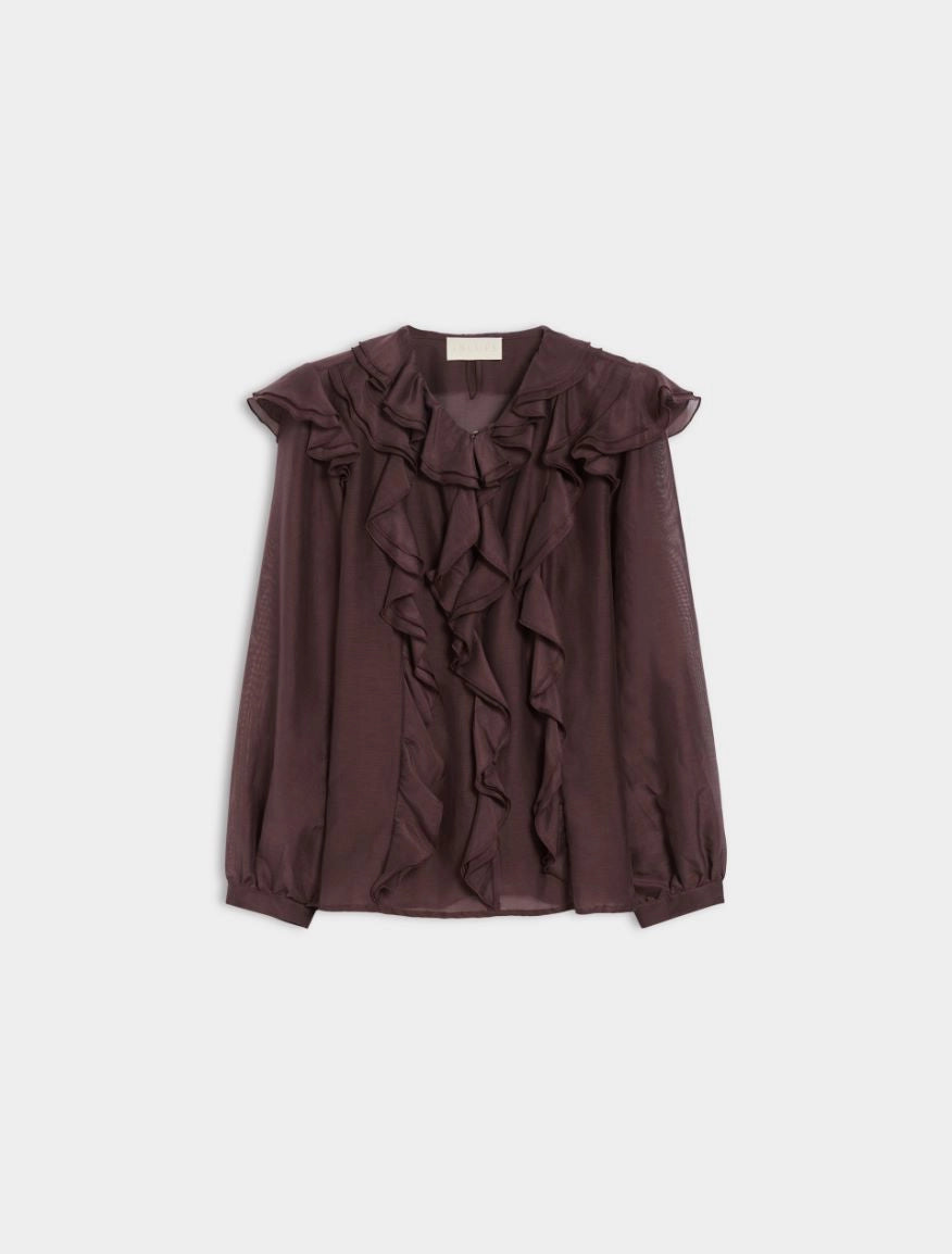 BLUSA IN MISTO SETA Bordeaux