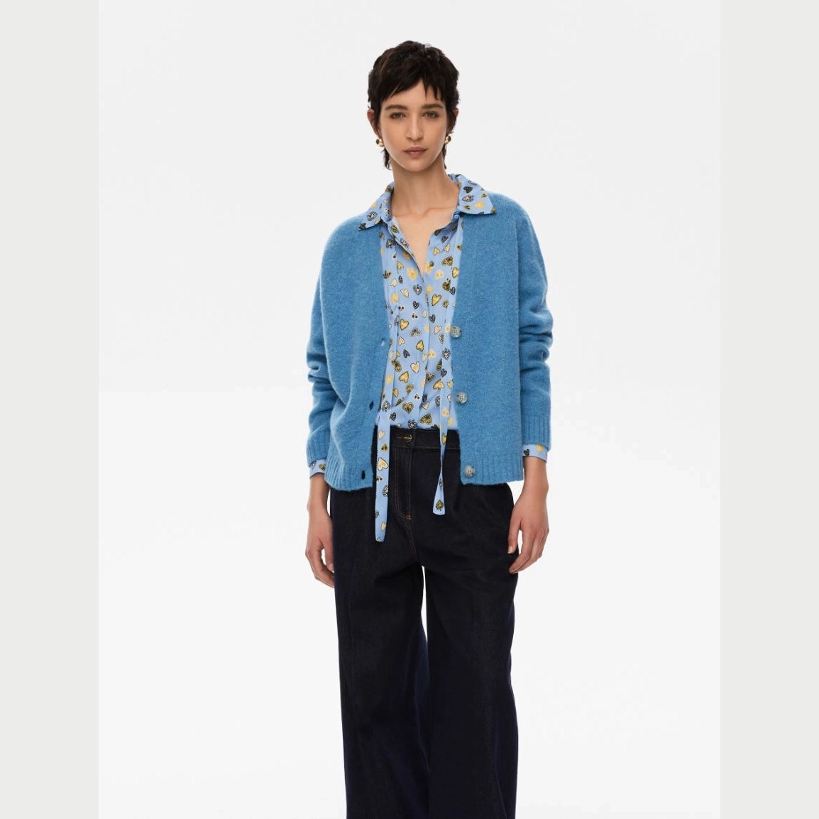 CARDIGAN MISTO ALPACA Turchese