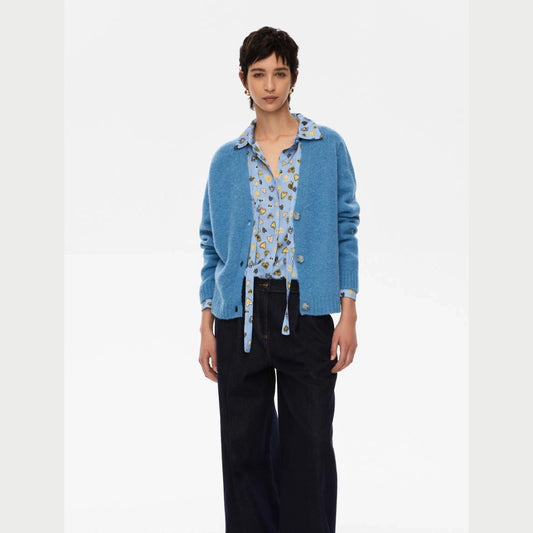 CARDIGAN MISTO ALPACA Turchese