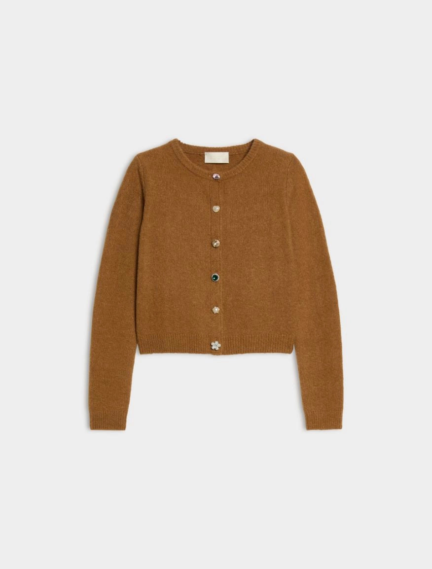 CARDIGAN IN MISTO LANA Cammello