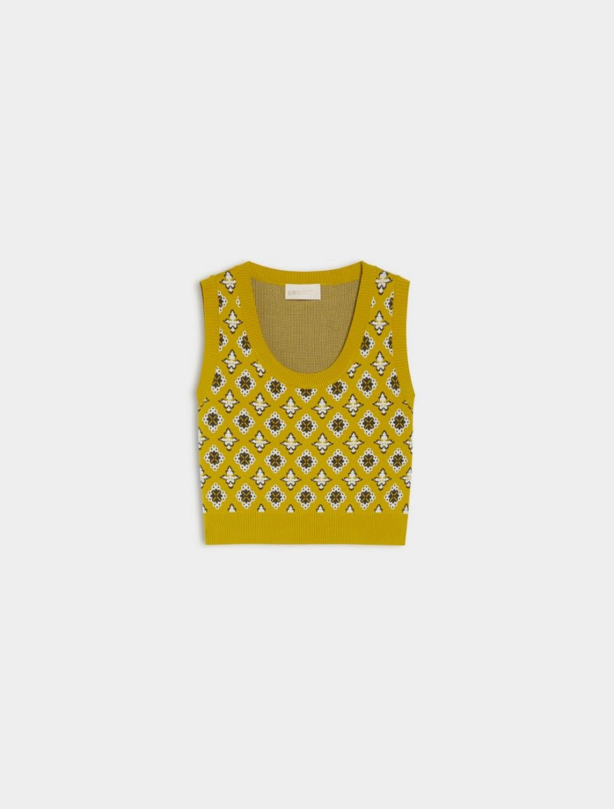GILET JACQUARD Verde Olio