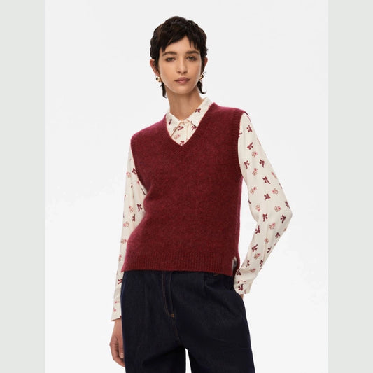 GILET MISTO ALPACA Bordeaux