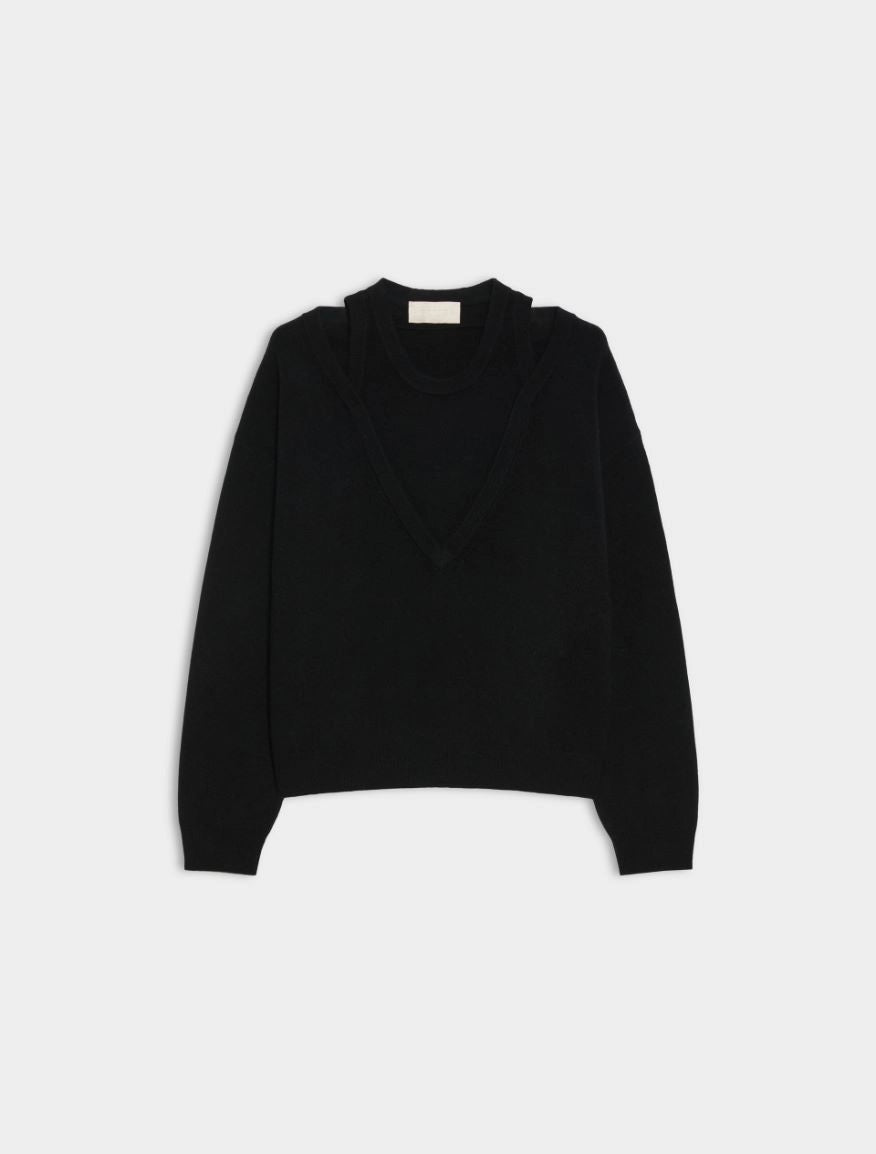 MAGLIA DOPPIO SCOLLO Nero