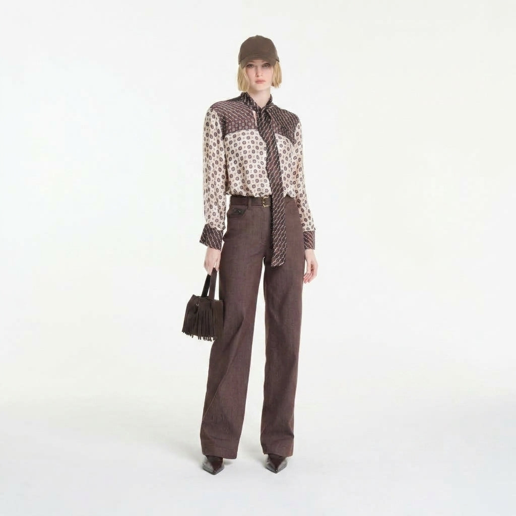 Pantaloni taglio jeans marroni