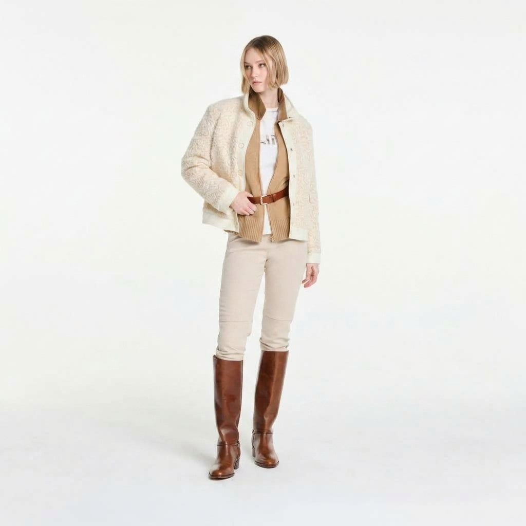 Pantaloni a gamba stretta panna