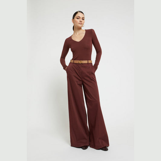 Pantalone palazzo in gabardina