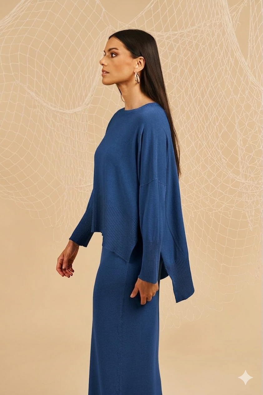 Maglia over manica lunga - blu