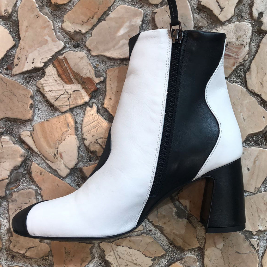 A.I. SALDI - Tronchetto nappa bianco e nero - Serena