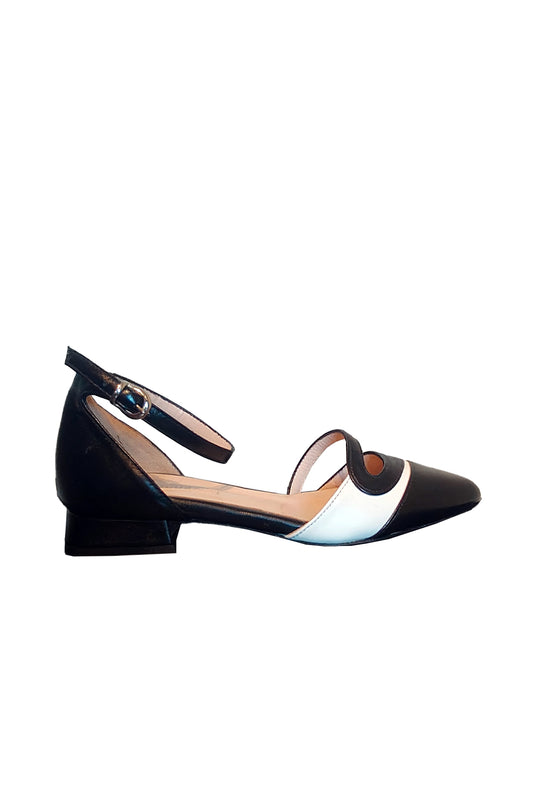 Décolleté nappa nero-bianco