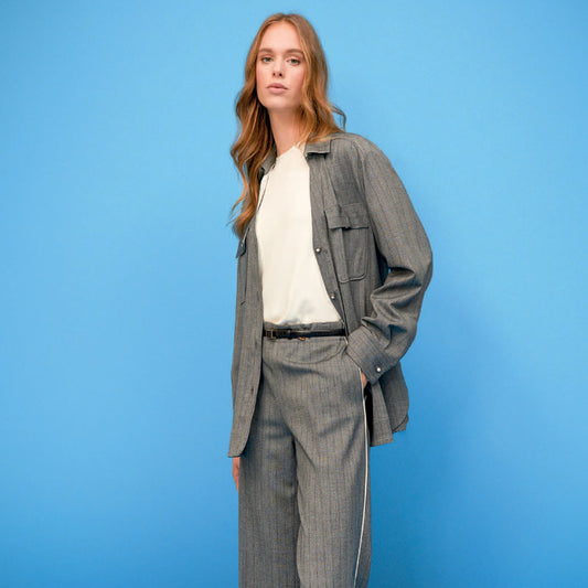 Camicia gessato grigio
