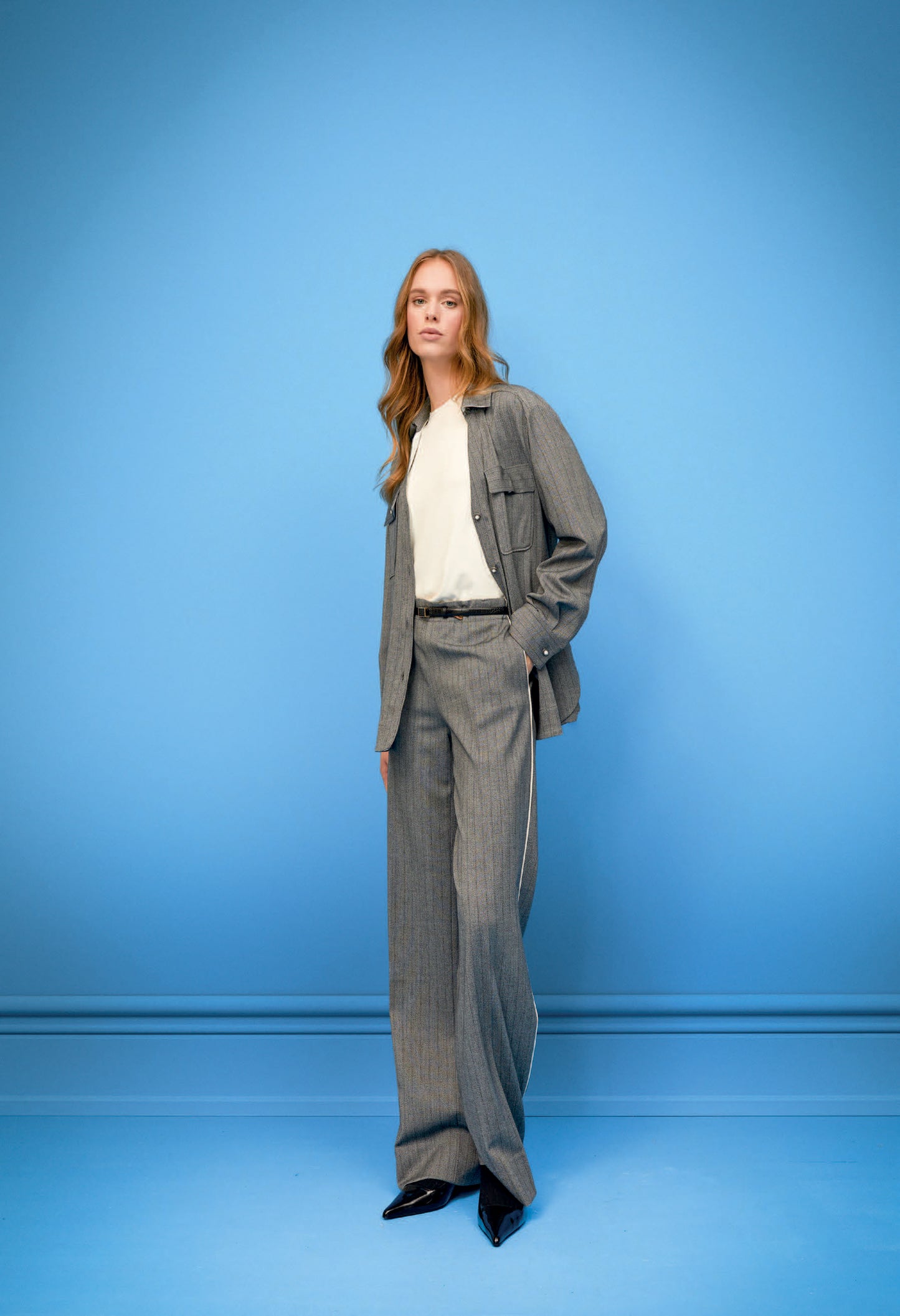 Camicia gessato grigio
