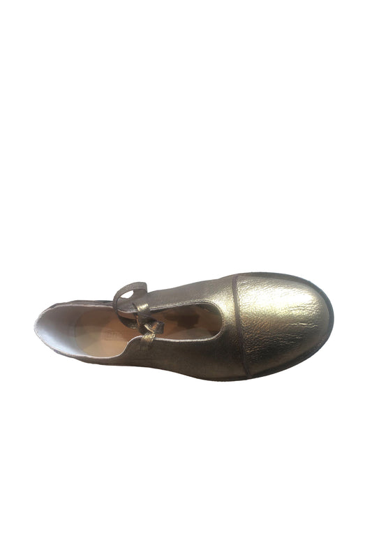 Mocassino in pelle laminato bronzo