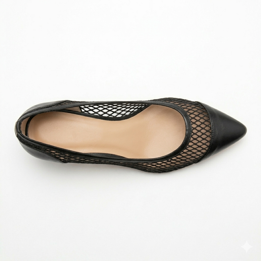 Décolleté nappa rete nero