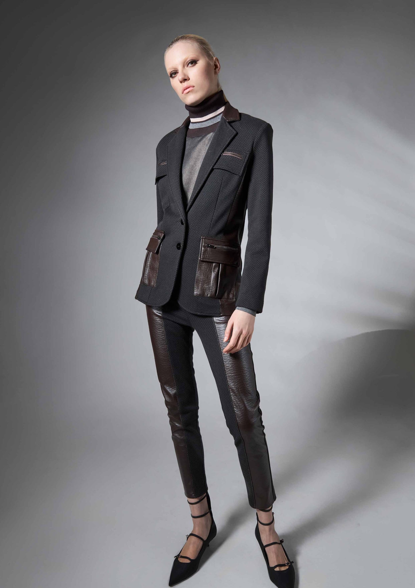 Leggins ecopelle - nero e moro