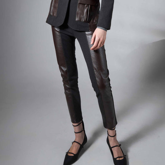 Leggins ecopelle - nero e moro