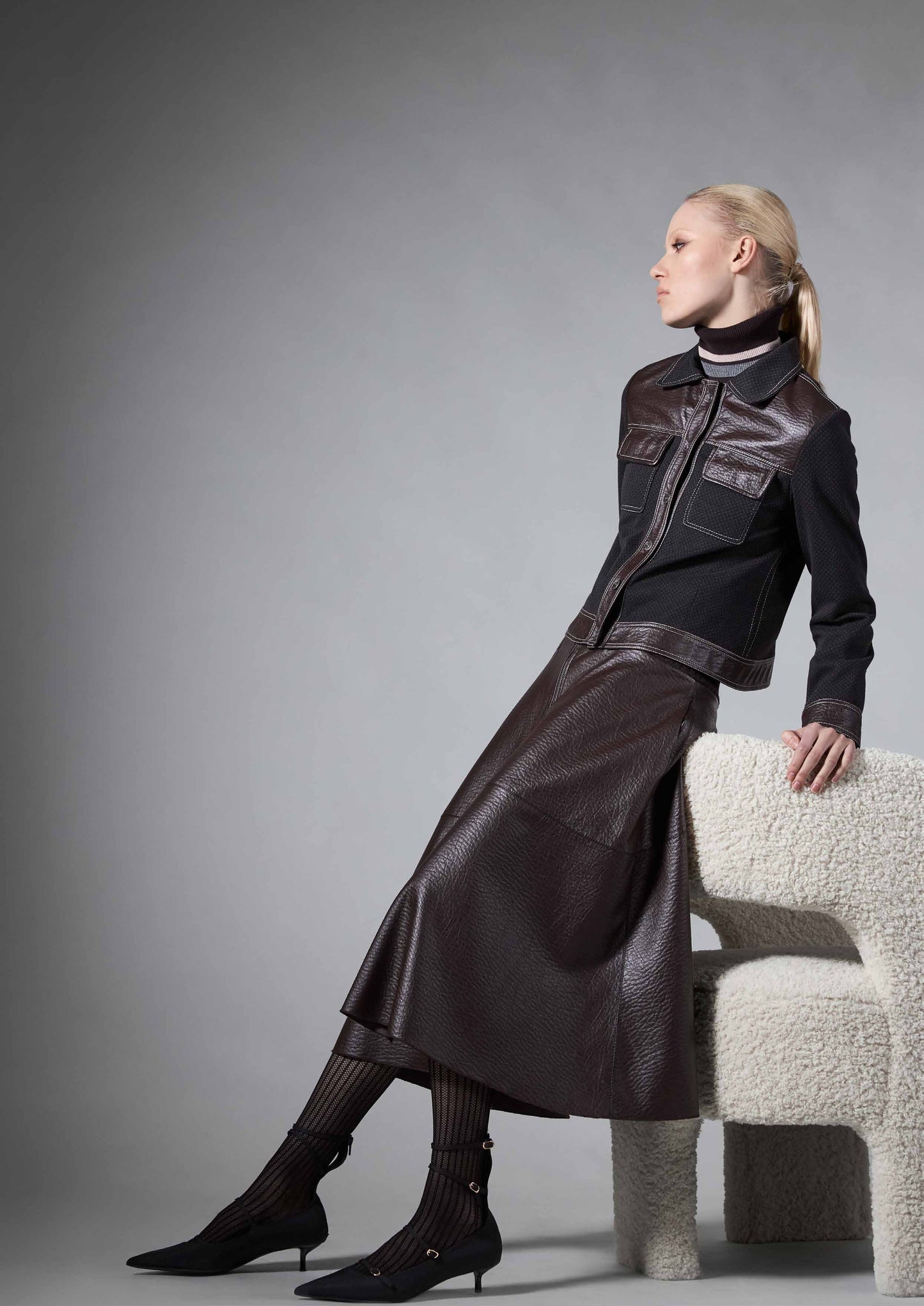 Giubbino ecopelle - nero e moro