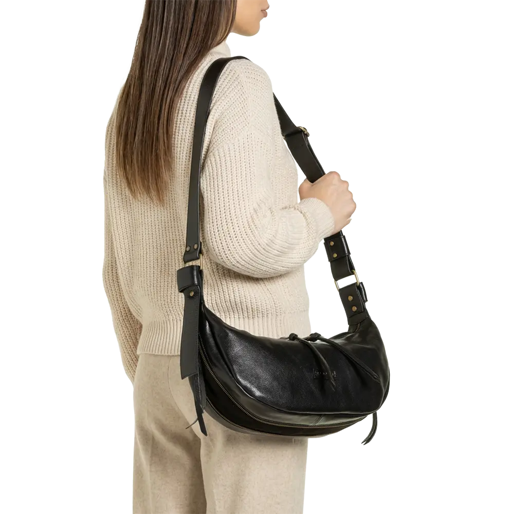 Borsa a spalla con tracolla regolabile - nero