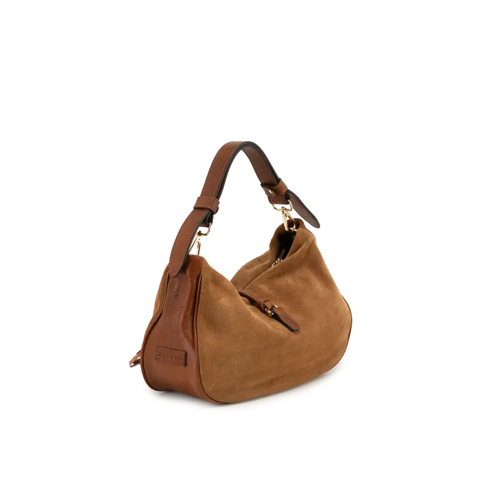 Borsa a spalla con tracolla aggiuntiva regolabile - cuoio