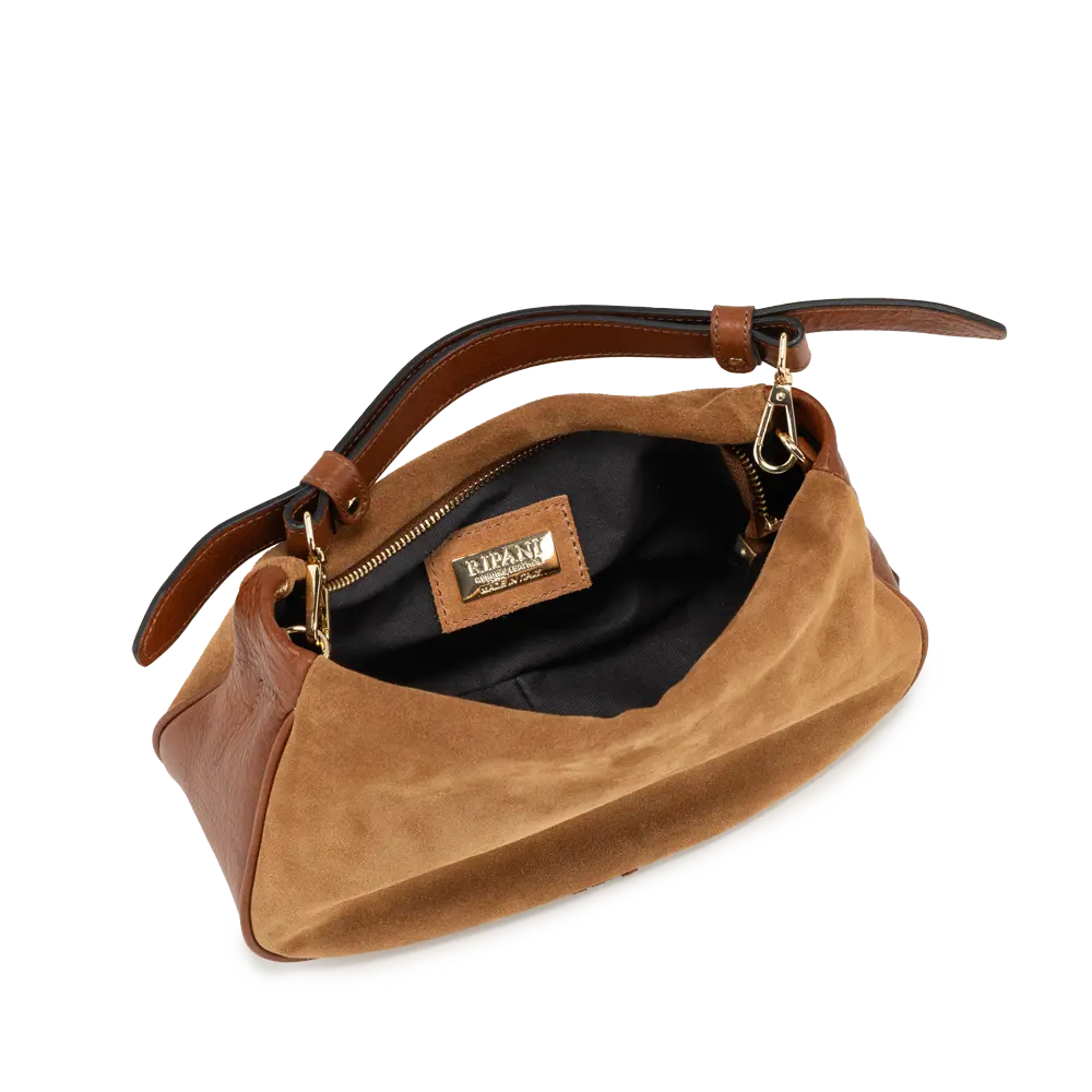 Borsa a spalla con tracolla aggiuntiva regolabile - cuoio