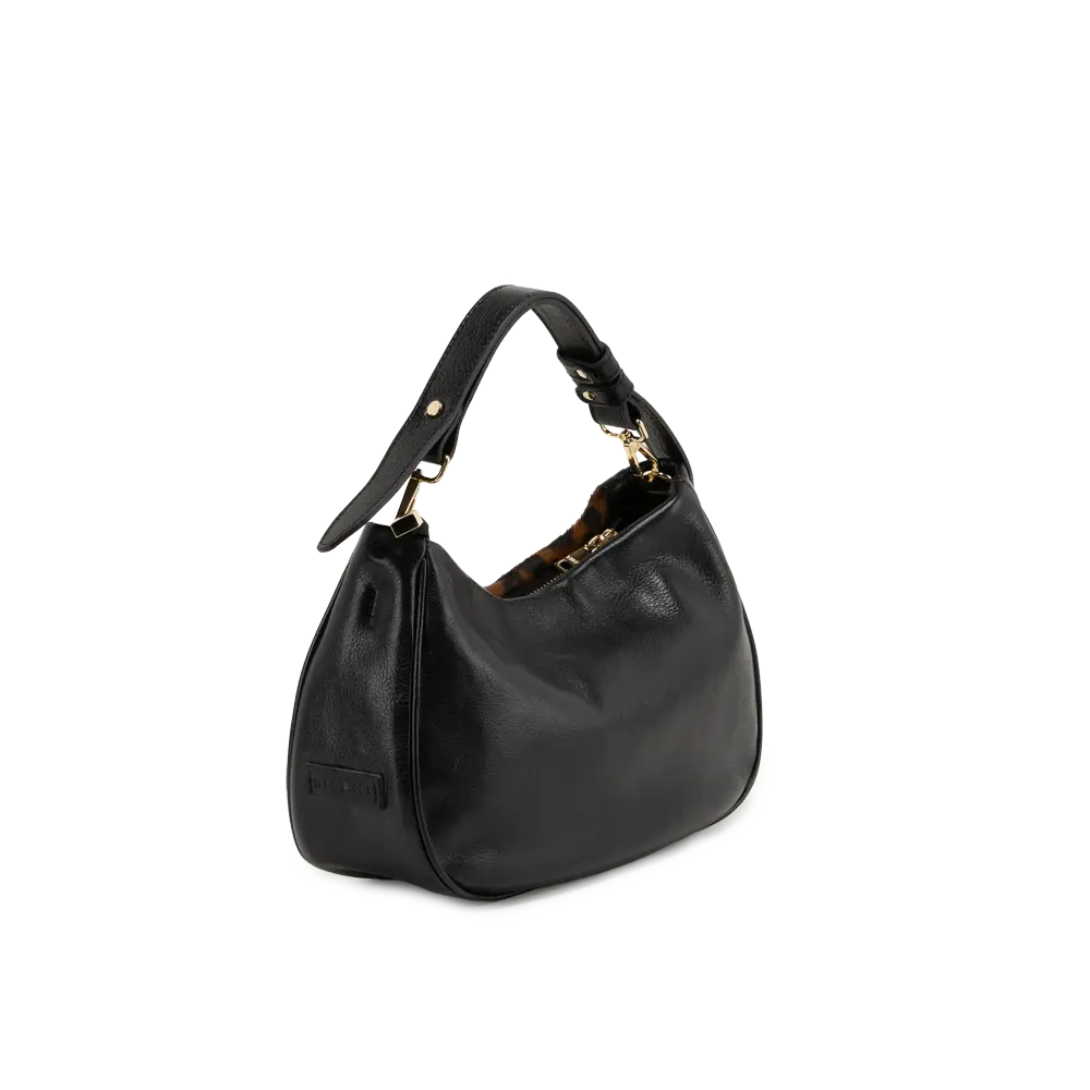 Borsa a spalla con tracolla aggiuntiva regolabile - moro