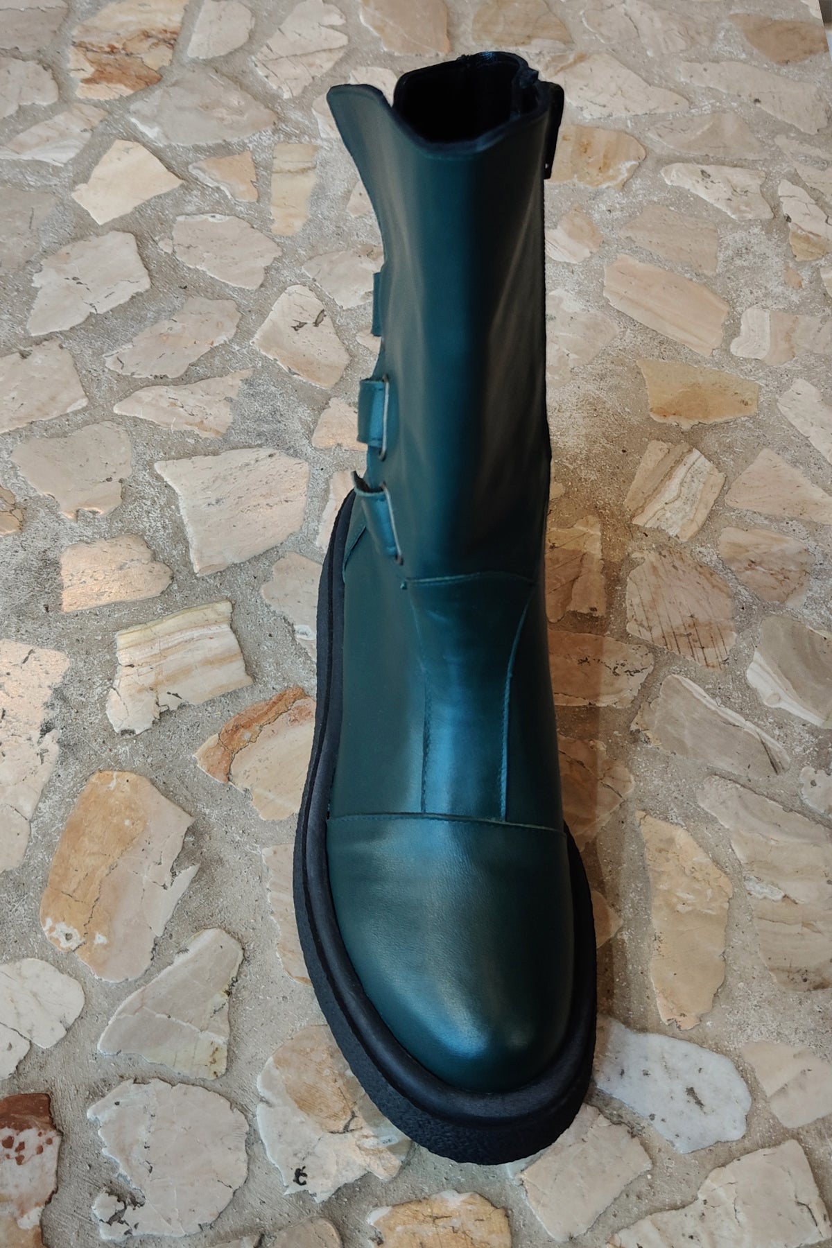 Tronchetto pelle verde con para - Alexia