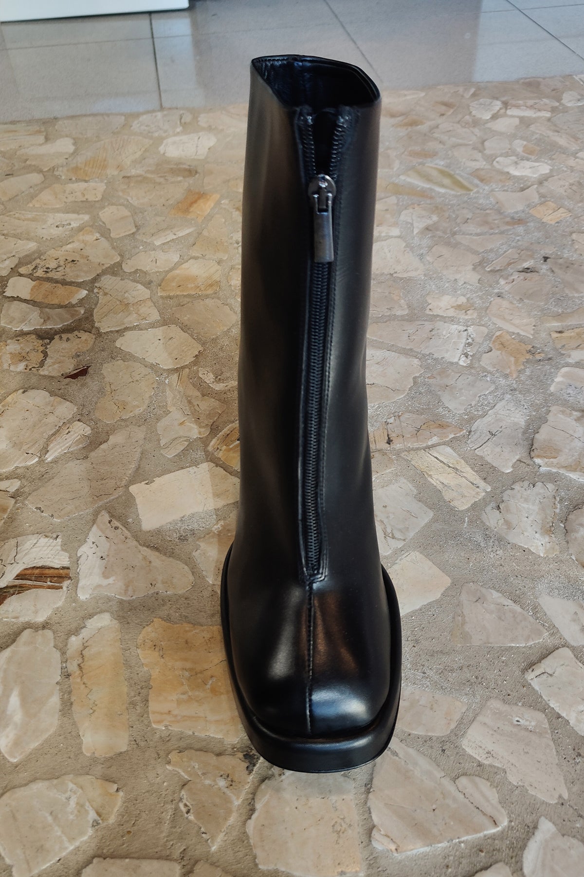 Tronchetto nappa nero plateau - Anna