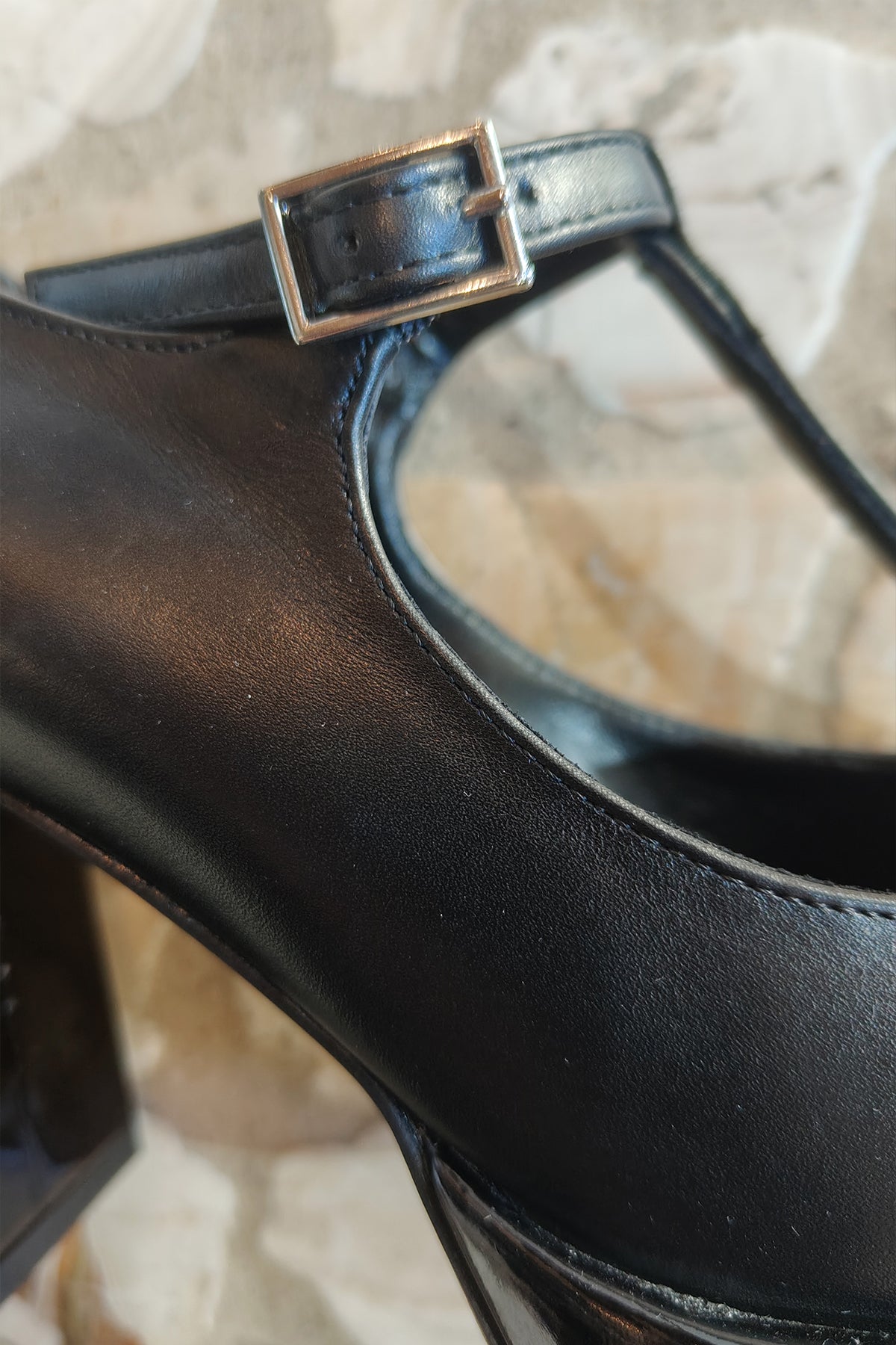 Décolleté plateau nappa nero e vernice - Oriana