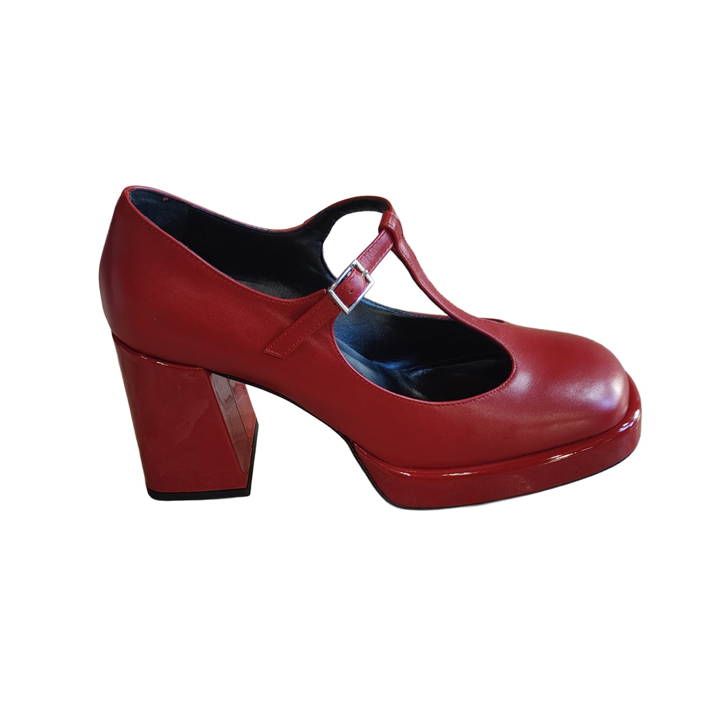 Décolleté plateau nappa rossa e vernice - Oriana