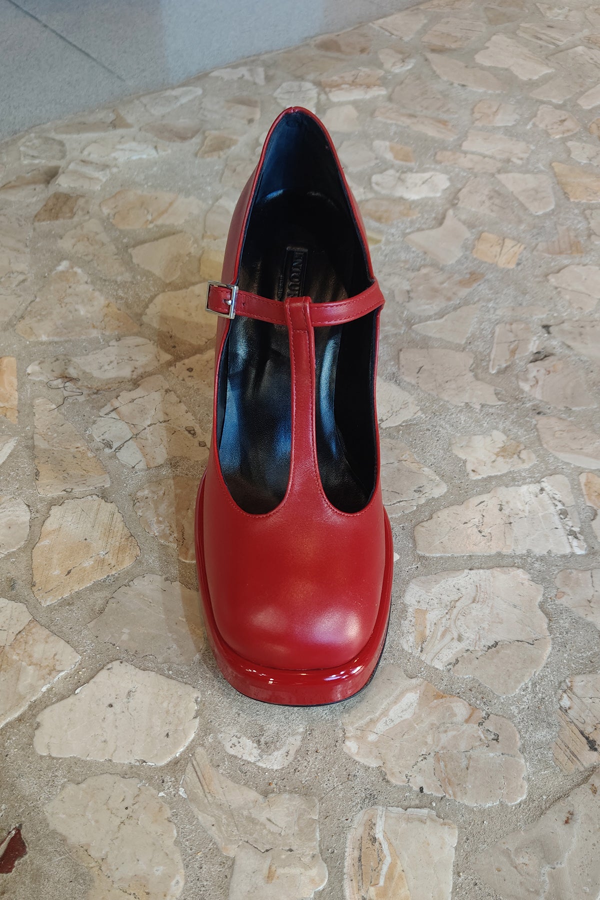 Décolleté plateau nappa rossa e vernice - Oriana