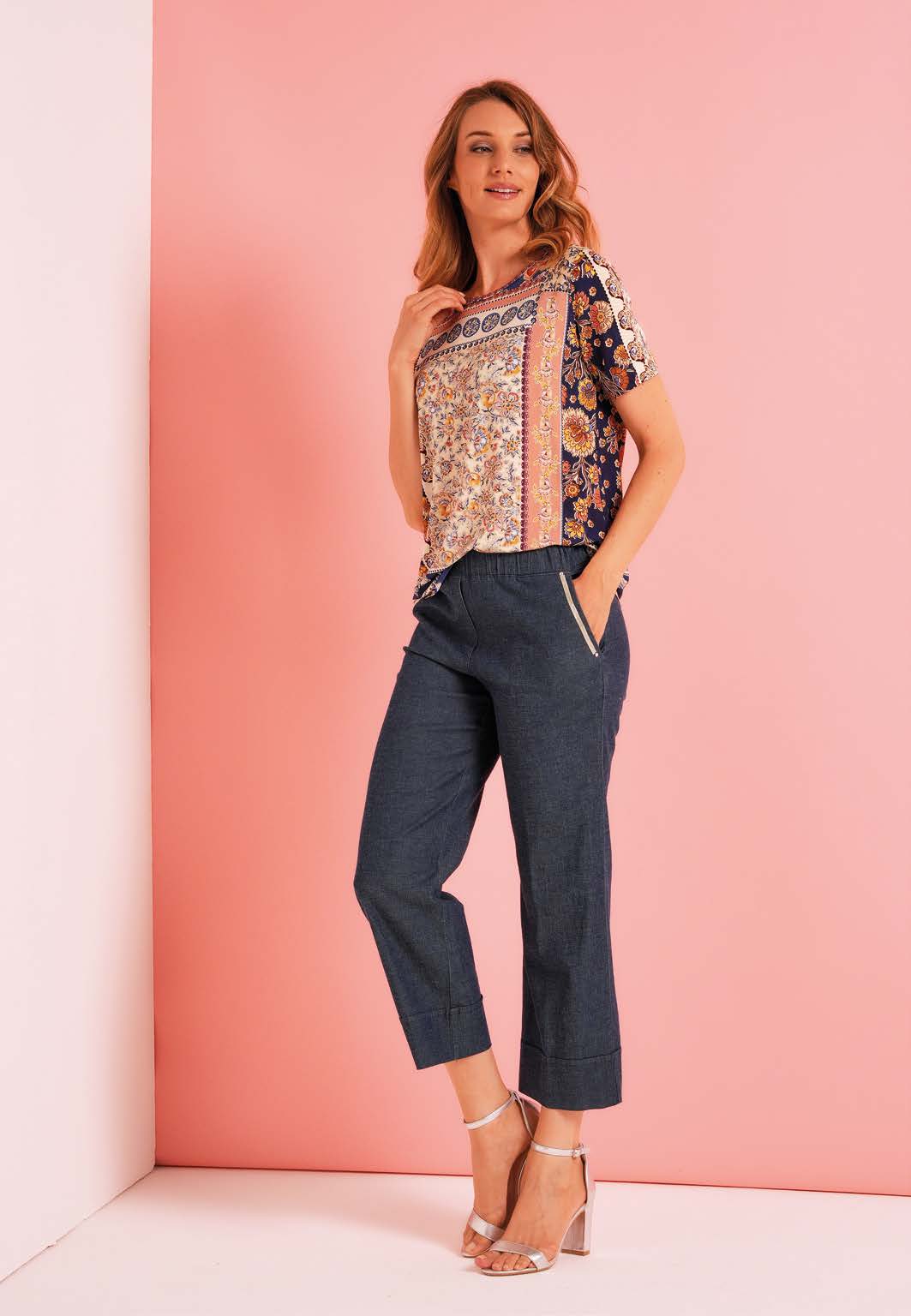 Pantaloni denim con risvolto
