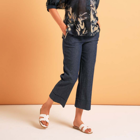Pantaloni denim con risvolto