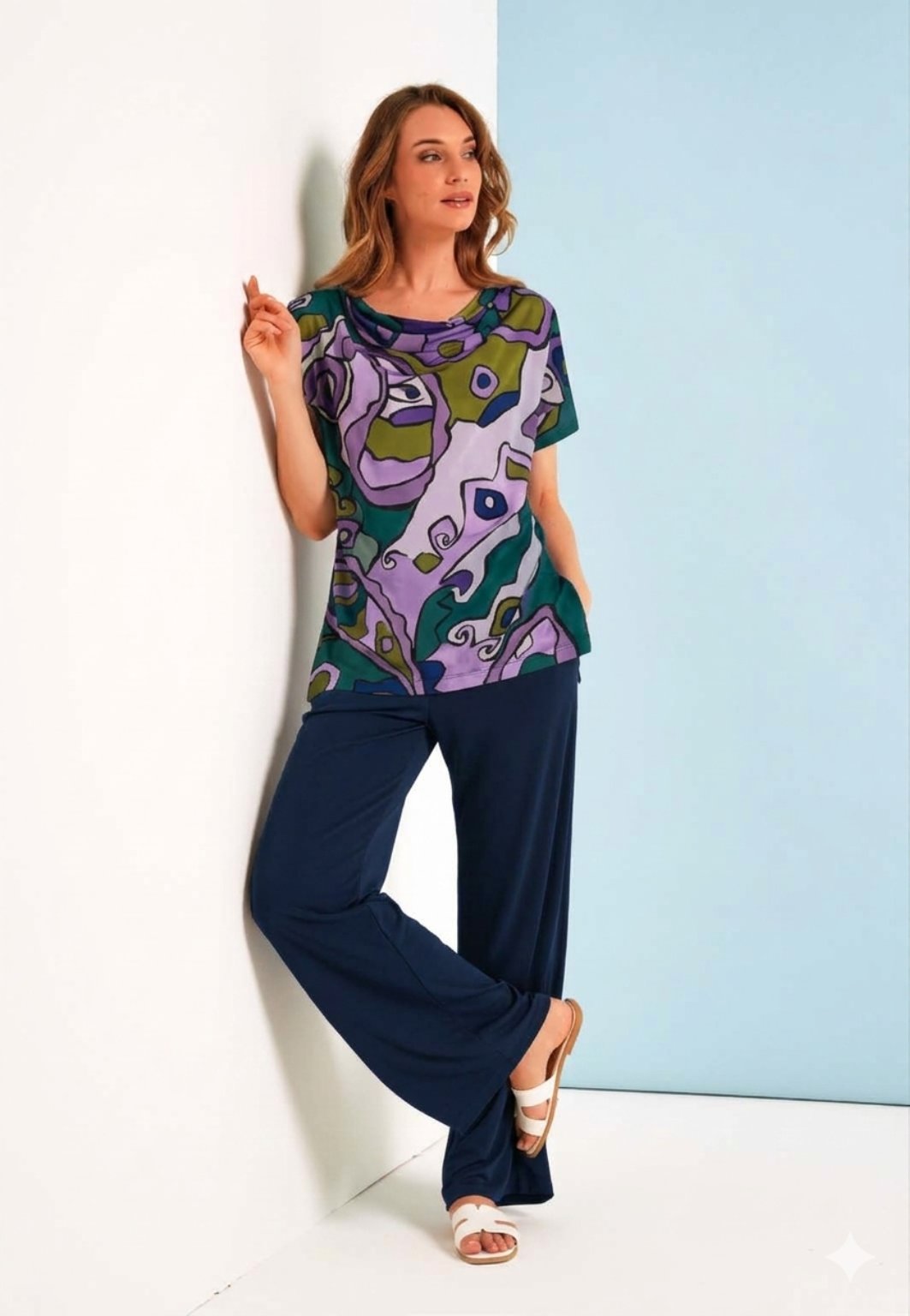 Pantaloni morbidi larghi - blu