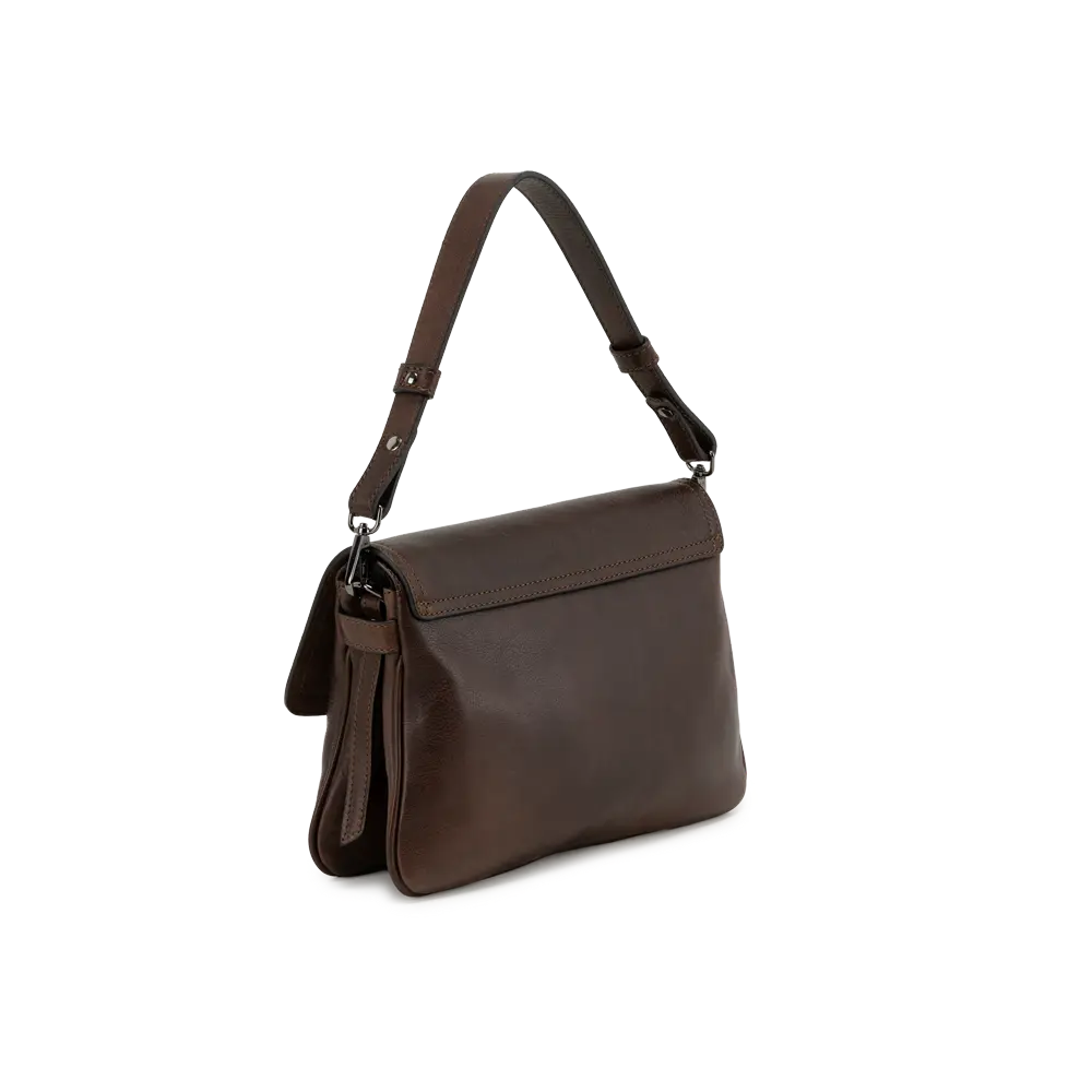 Borsa a spalla con tracolla aggiuntiva regolabile - marrone