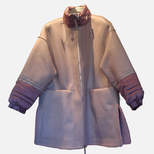 Cappotto reversibile eco pelle e eco pelliccia