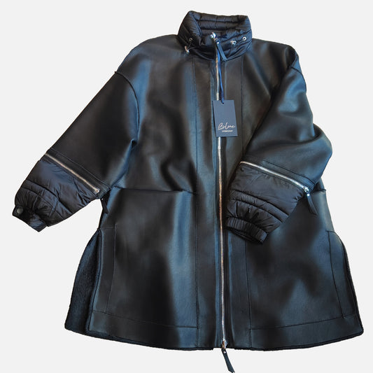 Cappotto reversibile eco pelle e eco pelliccia