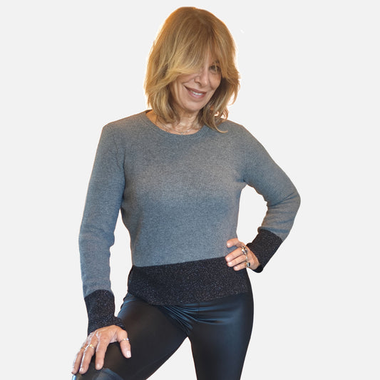 Girocollo con inserti in lurex