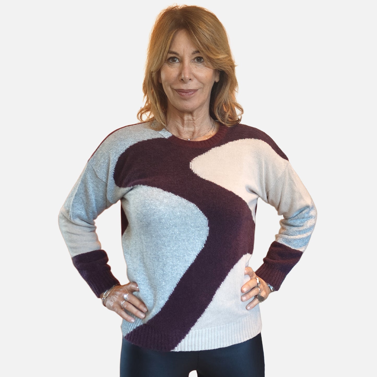 Girocollo con inserti in lurex