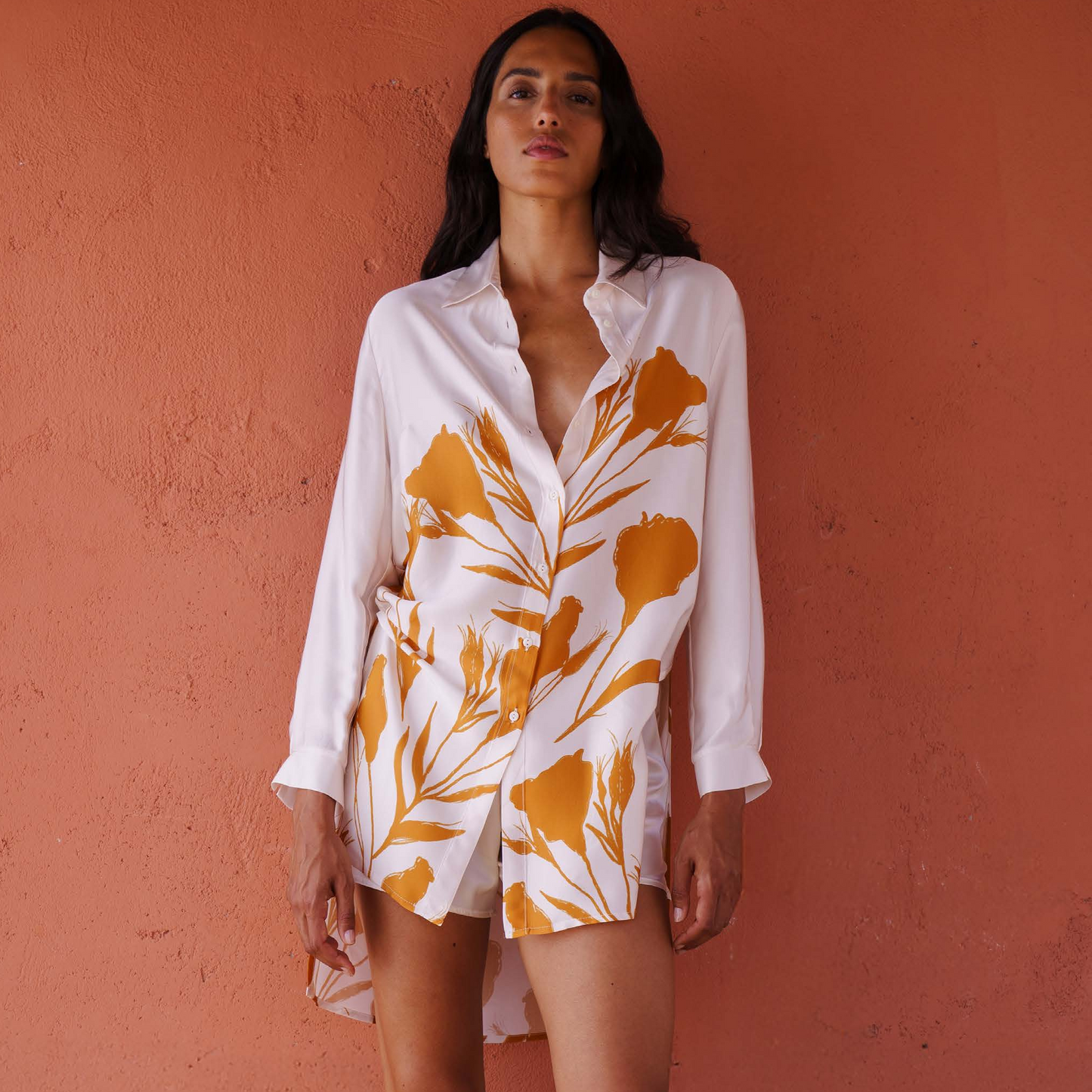 Camicia maxi in viscosa