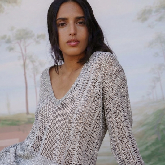 Pullover a V - grigio