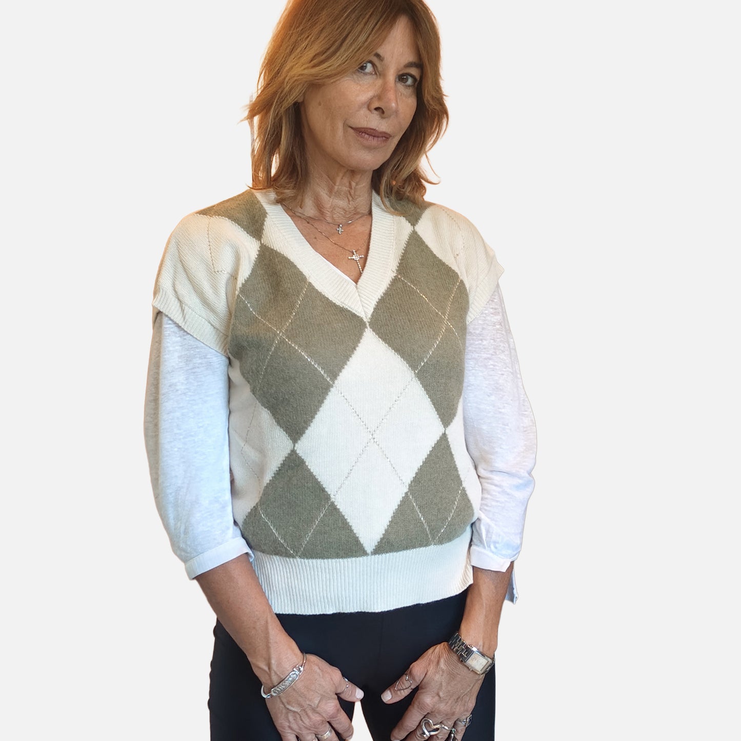 Gilet a quadri scollo a V