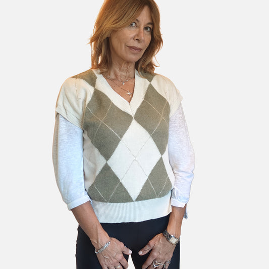 Gilet a quadri scollo a V
