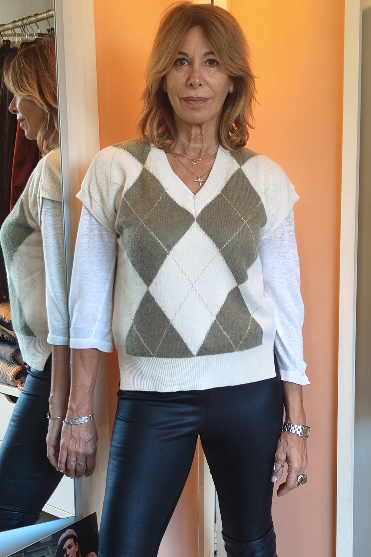 Gilet a quadri scollo a V